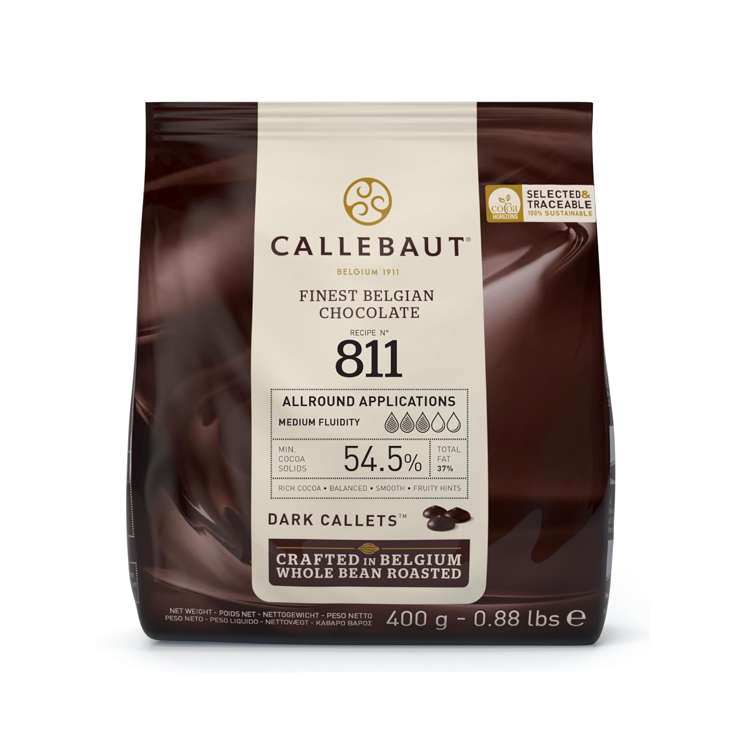 Callebaut 811 Dark Chocolate Callets 400 g | Belgian Chocolate | 54.5% Cocoa
