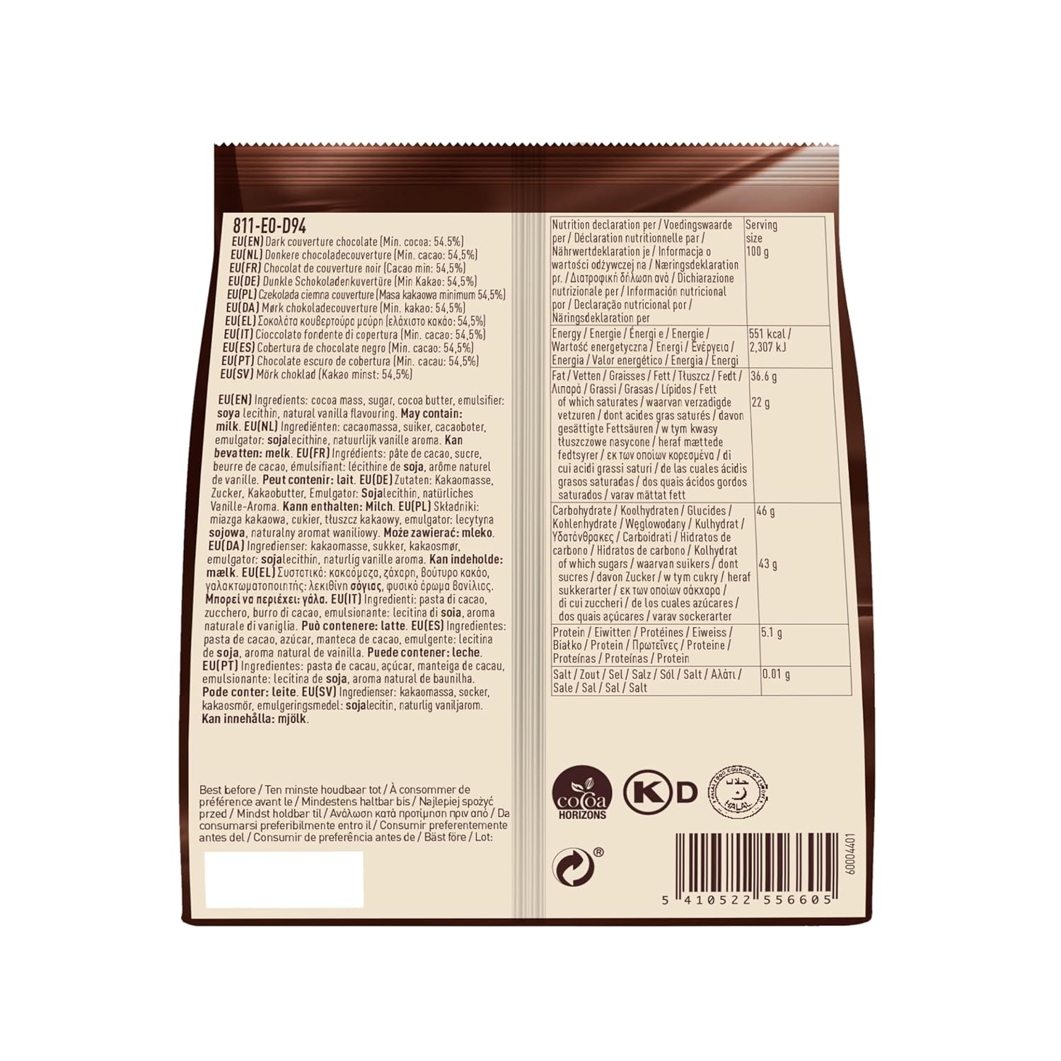 Callebaut 811 Dark Chocolate Callets 400 g | Belgian Chocolate | 54.5% Cocoa - Image 2